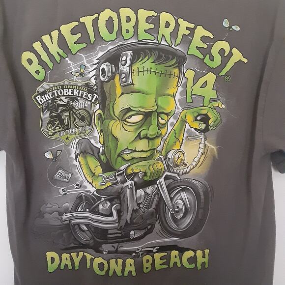 2014 Biketoberfest Men’s Shirt M Daytona Beach Frankenstein Motorcycle Tee - Picture 1 of 8